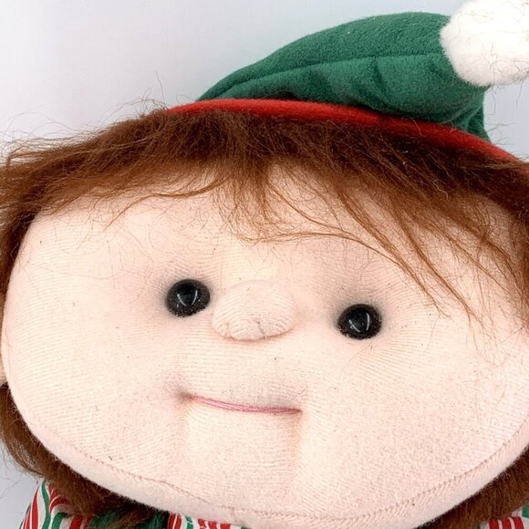 Elf Soft Sculptured Plush Toy Jointed Wood Worker Holding Hammer Bells 16" - Picture 2 of 9